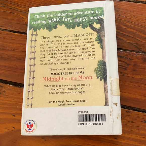 🧩3/$20 Magic Tree House #8 Midnight Moon 1996 Hardback - Picture 4 of 6
